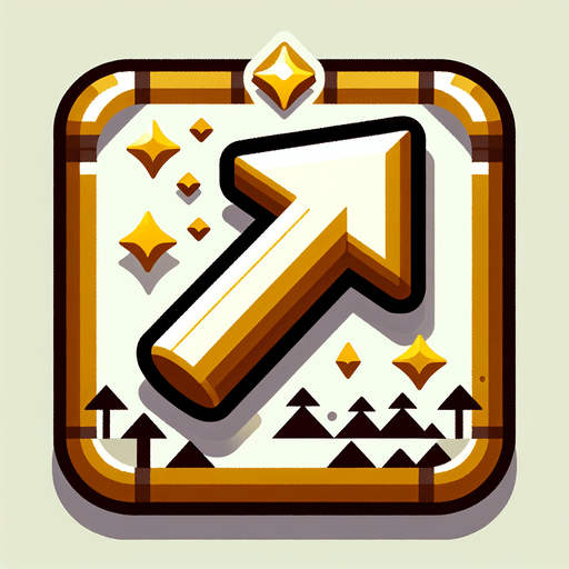 An arrow pointing upwards. Should look like it's pointing to something valuable.
Single Game Texture. In-Game asset. 2d. Blank background. High contrast. No shadows.