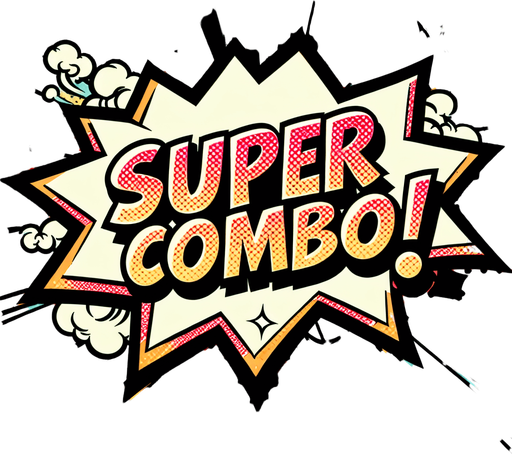 text popup "SUPER COMBO!".
comic style