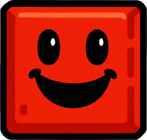 Happy red block.
In-Game asset.  2d.  High contrast.  No shadows