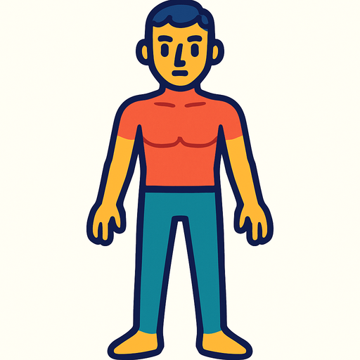 İnsan vücudu.
In-Game asset.  2d.  High contrast.  No shadows