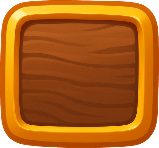 Trozo de madera bordeado en oro .
In-Game asset.  2d.  High contrast.  No shadows. Lineless. Suave