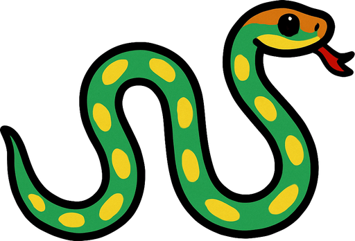 crea la imagen de una serpiente totalmente estirada.
In-Game asset.  2d.  High contrast.  No shadows