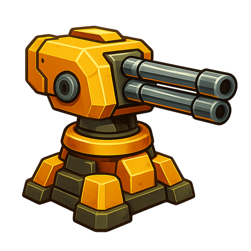 gunTurret. yellow, HD colors.
In-Game asset.  2d.  High contrast.  No shadows