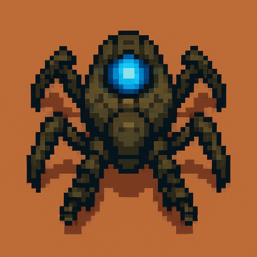 pixel art top down insectoid combat drone, blue light on top.
In-Game asset.  2d.  High contrast.  No shadows