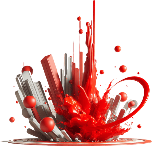 red splash. Clean lines. Low detail. 2d
