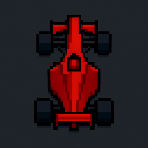 Draw 2d pixel formula 1 car top view Red..
In-Game asset.  2d.  High contrast.  No shadows
