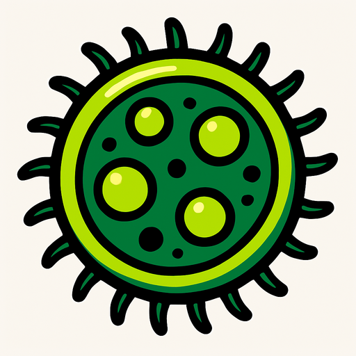 Daire şeklinde bakteri 3d.
In-Game asset.  2d.  High contrast.  No shadows