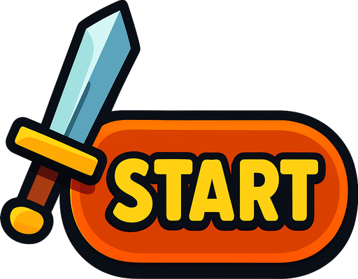 Sol tarafında kılıçlar olan start buton.
In-Game asset.  2d.  High contrast.  No shadows