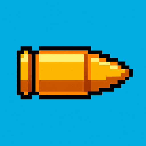 Bullet pixel.
In-Game asset.  2d.  High contrast.  No shadows