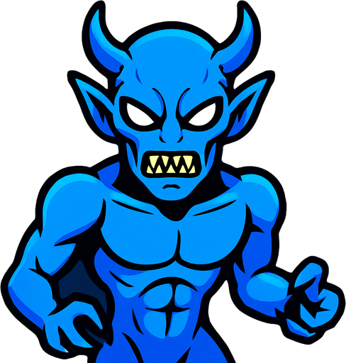 A blue demon alien.
In-Game asset.  High contrast.  No shadows