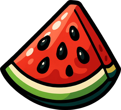 Sulu sulu bir karpuz.
In-Game asset.  2d.  High contrast.  No shadows