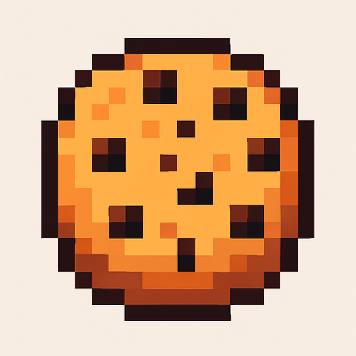 Pixel art  cookie.
In-Game asset.  2d.  High contrast.  No shadows
