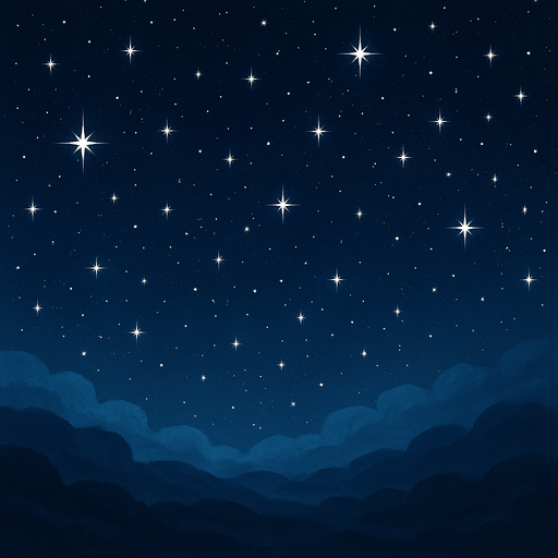 Noche estrellada, algo realista.
In-Game asset.  2d.  High contrast.  No shadows
