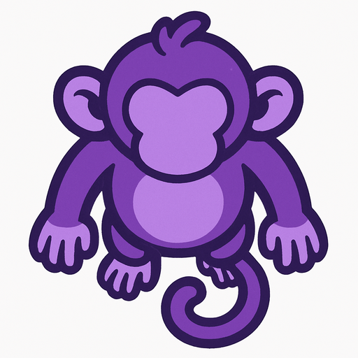 purple monkey top view.
In-Game asset.  2d.  High contrast.  No shadows