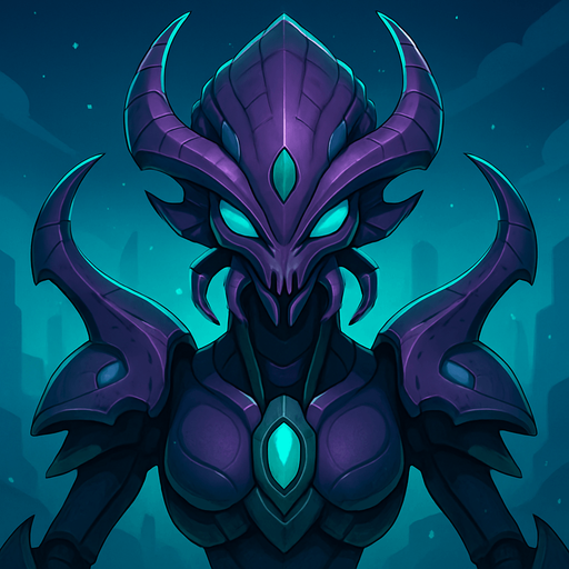 Front-facing icon, Fullscreen modern App Store art style with futuristic alien queenbug
, 16:9, high definition.  No text captions!