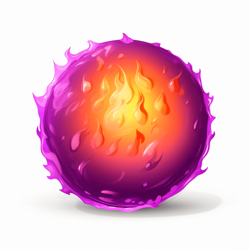 Round purple magic fireball. White core
Single Game Texture. In-Game asset. 2d. Pixelart. White background. Blank background. Low detail. High contrast.