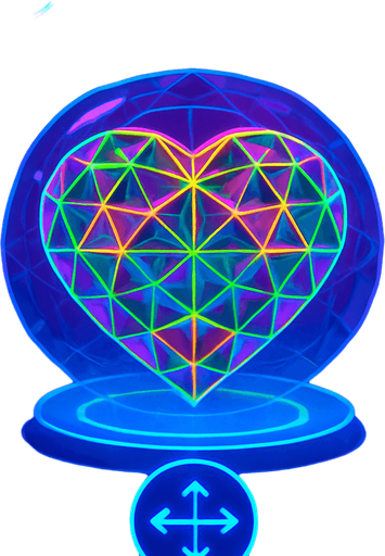 Spherical round directional arrows Neon cyberpunk mobile game trackpad too down flat 3d 2d hologram futuristic magic occult chic