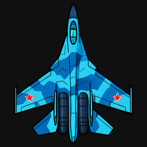 Su 27 uppifrån.
In-Game asset.  2d.  High contrast.  No shadows