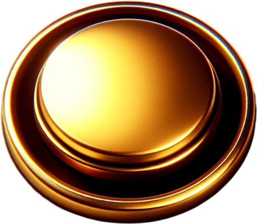 Gold_button_icon.
Single Game Texture.  In-Game asset.  2d.  Blank background.  High contrast.  No shadows