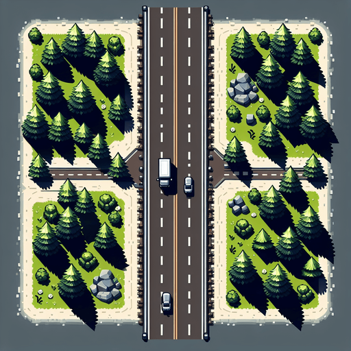 Top down road.
Single Game Texture.  In-Game asset.  High contrast.  No shadows