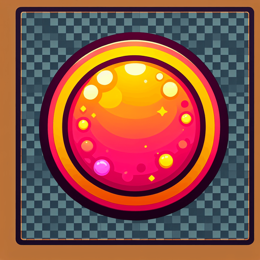 Simple flat icon, 200x200pixels, one bright color circle with border. No shadows, top down view, transparent background.
Single Game Texture. In-Game asset. 2d. Blank background. High contrast. No shadows.