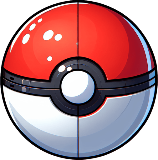 Generate an image of a Poké Ball  from Pokémon.
Single Game Texture. In-Game asset. 2d. Blank background. High contrast. No shadows.
