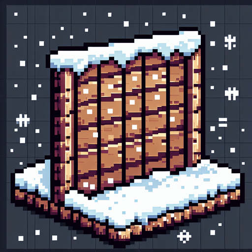 pixel art of a wooden board covered in snow.
Single Game Texture. In-Game asset. 2d. Blank background. High contrast. No shadows.