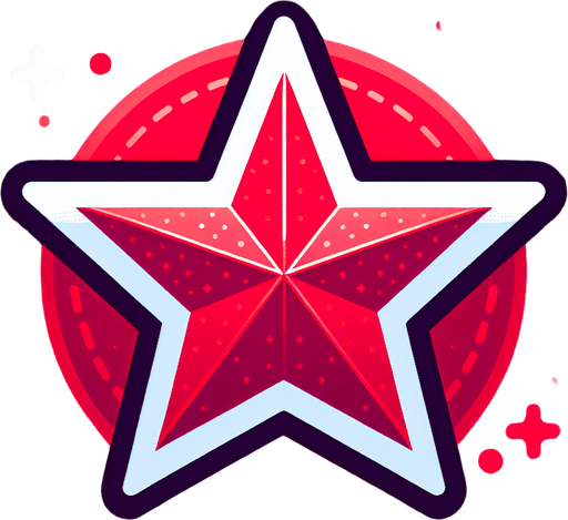 a red star.
Single Game Texture. In-Game asset. 2d. Blank background. High contrast. No shadows.