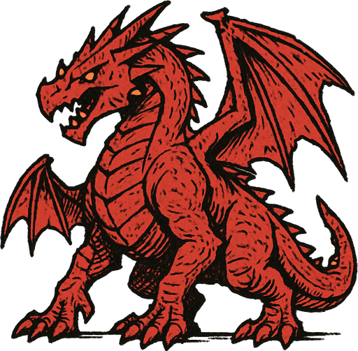 red big monster dragon sketch.
In-Game asset.  2d.  High contrast.  No shadows