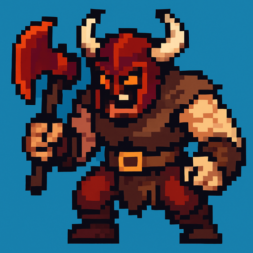 berserquer de pixeles.
In-Game asset.  2d.  High contrast.  No shadows