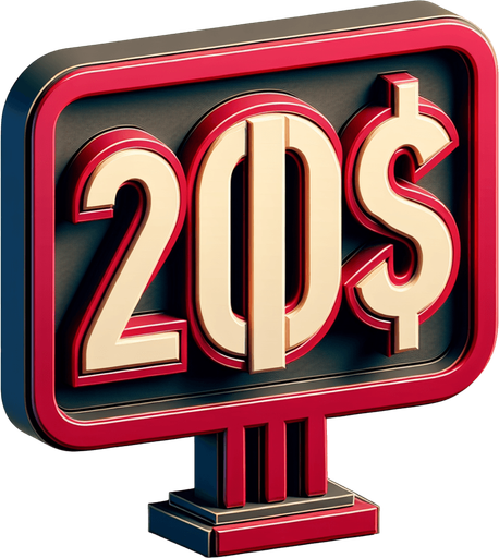 write 200$ on a sign.
no shadow, 2D