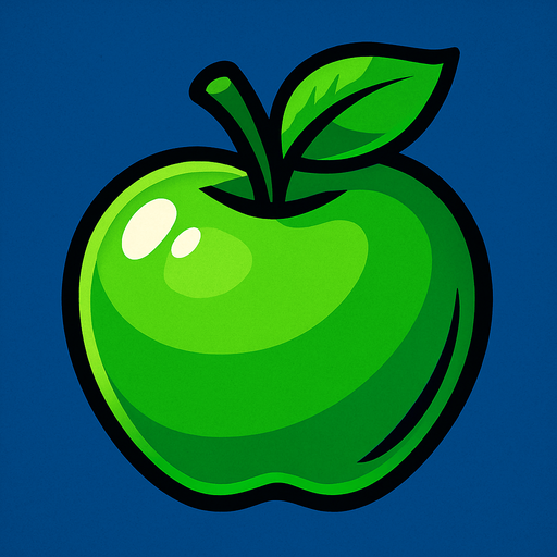 Green apple.
In-Game asset.  2d.  High contrast.  No shadows