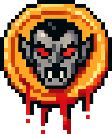 vampire blody coin pixel.
In-Game asset.  2d.  High contrast.  No shadows