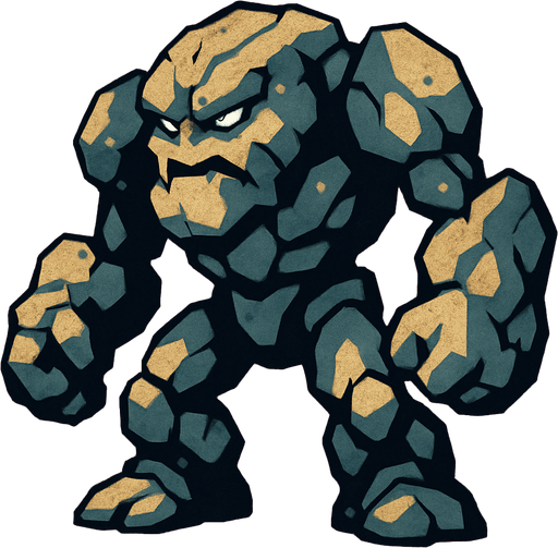 make creature image for rock elemental name is boulder but dont write name on image.
In-Game asset.  2d.  High contrast.  No shadows