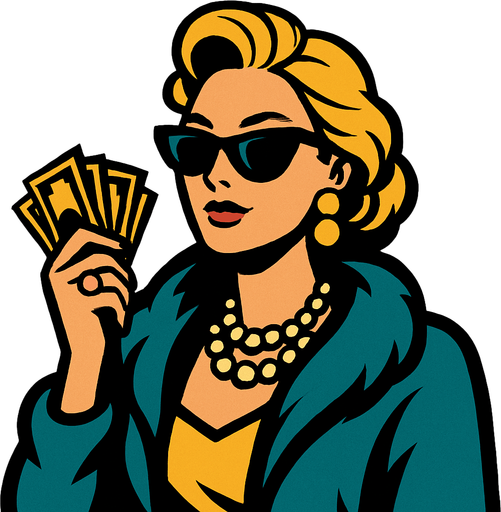 a rich woman.
In-Game asset.  2d.  High contrast.  No shadows