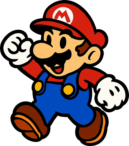 make a mario bros.
In-Game asset.  2d.  High contrast.  No shadows