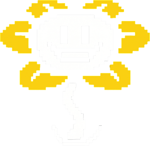 undertale oyunundaki flowey karakterini yap.
In-Game asset.  2d.  High contrast.  No shadows