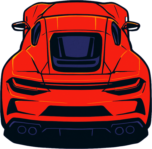 Rear and top view of cool luxury sports car looking upwards.
In-Game asset.  2d.  High contrast.  No shadows