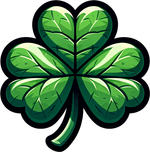 One Clover.
Single Game Texture.  In-Game asset.  2d.  Blank background.  High contrast.  No shadows