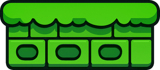green mario like platform.
In-Game asset.  2d.  High contrast.  No shadows