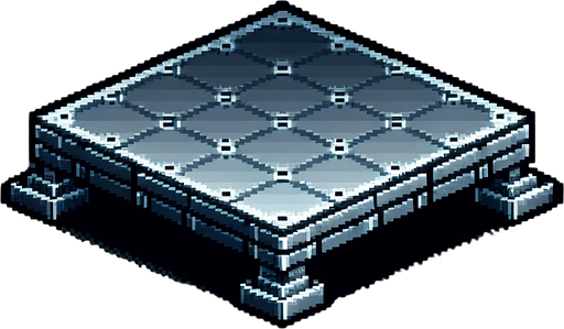 Metalic platform. 2d. 8-bit. Side view. Single Game Texture. In-Game asset. 2d. Blank background. High contrast. No shadows..
Single Game Texture. In-Game asset. 2d. Blank background. High contrast. No shadows.