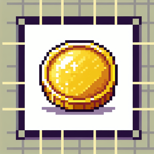 pixel gold coin.
Single Game Texture.  In-Game asset.  2d.  Blank background.  High contrast.  No shadows. coins