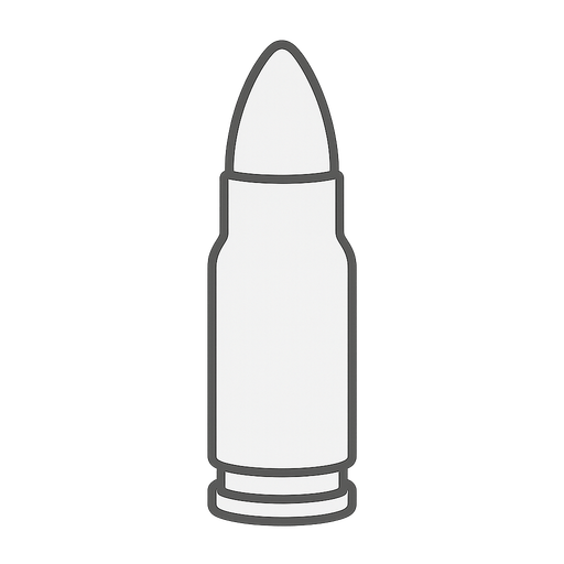 a white bullet. No background. Transparent background. Blank background. No shadows. 2d. In-Game asset. flat