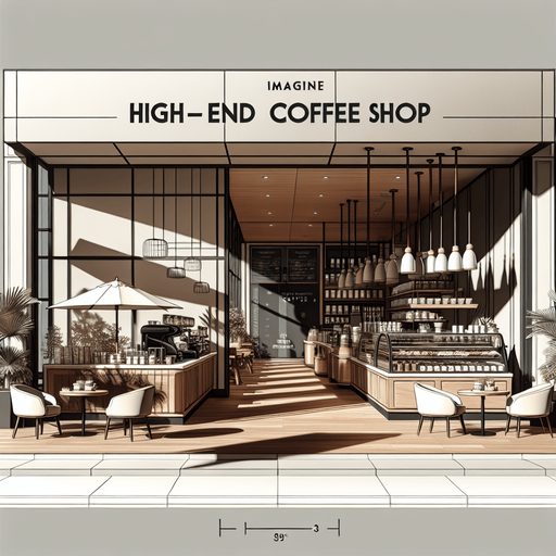 High end Coffee Shop.
Single Game Texture. In-Game asset. 2d. Blank background. High contrast. Shadows at the bottom.