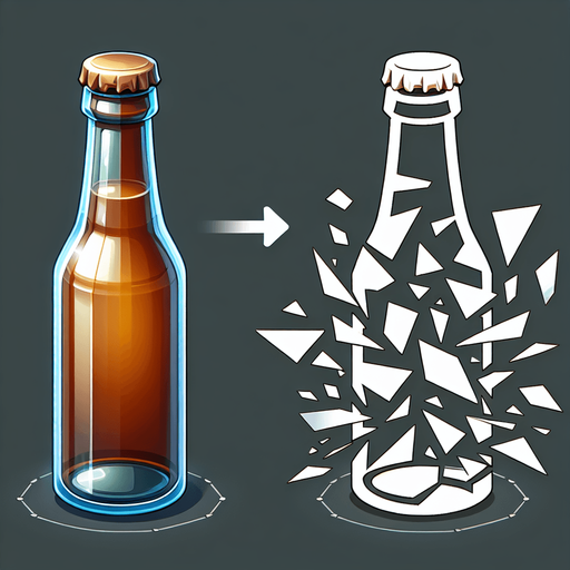 "Design a 2D bottle for a bottle shooter game. The bottle should have a realistic yet playful look, with a glossy finish and visible details like a label and cap. It should be breakable into pieces when hit, with a glassy texture and clear reflections. Keep the design simple but visually appealing, suitable for mobile gameplay, and easy to recognize at various distances.".
Single Game Texture. In-Game asset. 2d. Blank background. High contrast. No shadows.