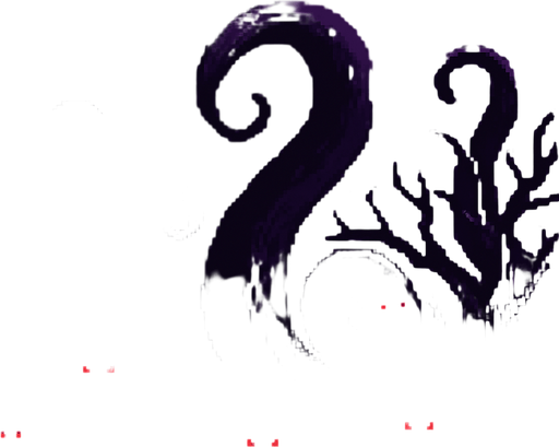 "High-quality 2D pixel art background set at night, with a dark purple atmosphere and eerie lighting. The environment features twisted, dead and infected trees in dark purple and black tones, their branches gnarled like claws. Emerging from the landscape are large, shadowy octopus-like tentacles in shades of violet, wrapping through the trees and terrain. Red glowing eyes are scattered throughout the darkness, hiding within the shadows and between the branches. The scene is ominous and unsettling, perfect for a dark fantasy or horror-themed RPG. Style is detailed 16-bit pixel art, with strong contrast and a moody color palette.
In-Game asset.  2d.  High contrast.  No shadows