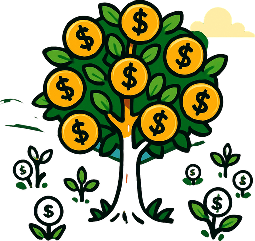 field with money tree.
In-Game asset.  2d.  High contrast.  No shadows