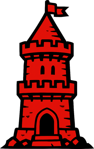 Red tower.
In-Game asset.  2d.  High contrast.  No shadows