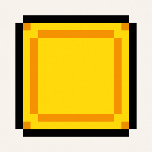 Square yellow button 2d pixilated topdown.
In-Game asset.  2d.  High contrast.  No shadows
