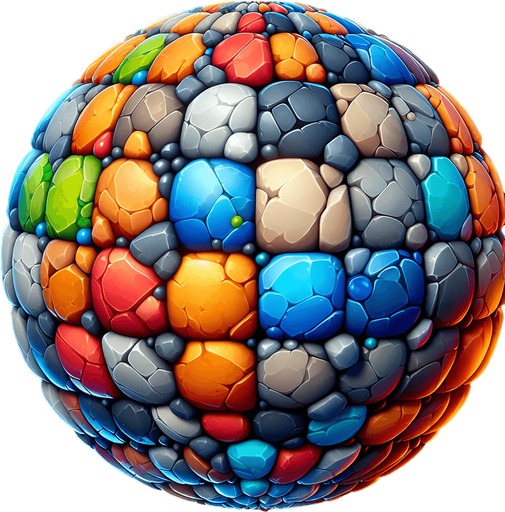 Different colors of stones, spheres in all 8 images, not text or pixels colors, mixed theme..
Single Game Texture. In-Game asset. 2d. Blank background. High contrast. No shadows.